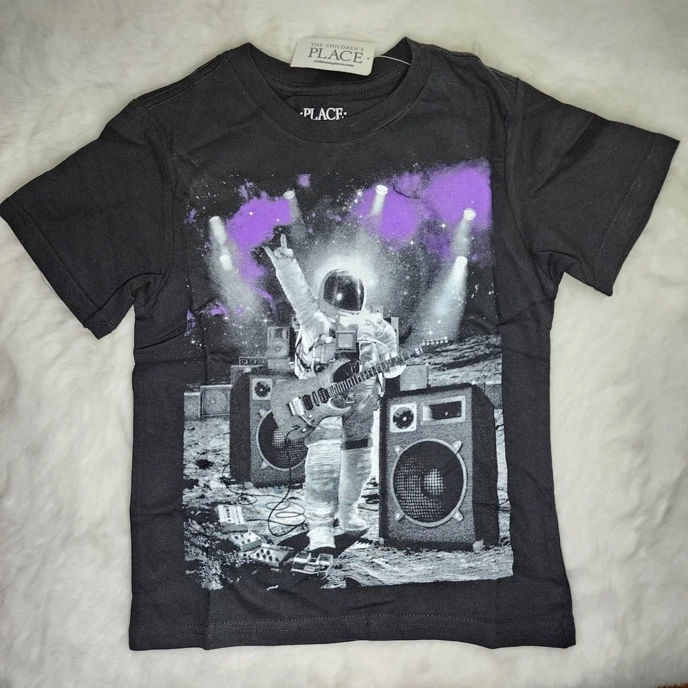 The Children's Place Black Spacesuit Rocker Short Sleeve Tee XS 4 …